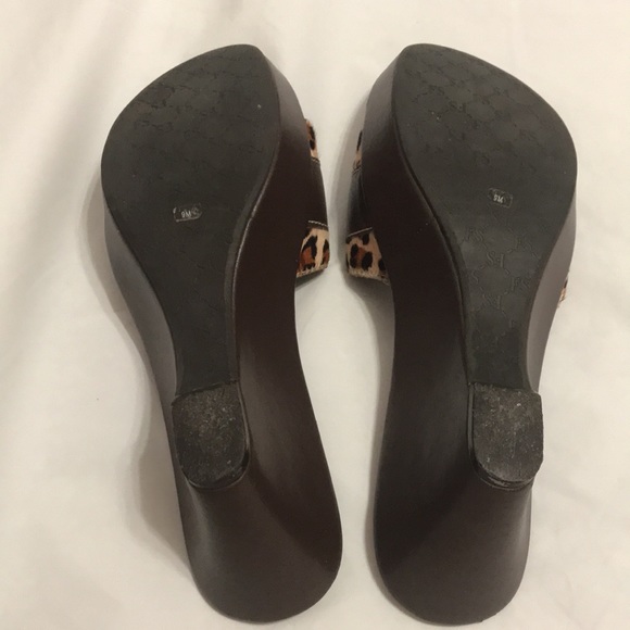 Franco Sarto Leopard Print Wedge Slides Sandals Women’s Size 9 - Picture 6 of 9